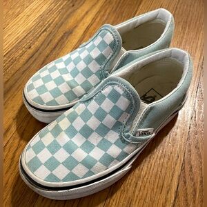 Vans sneakers - slip on checkerboard teal and white Size 11 little girls